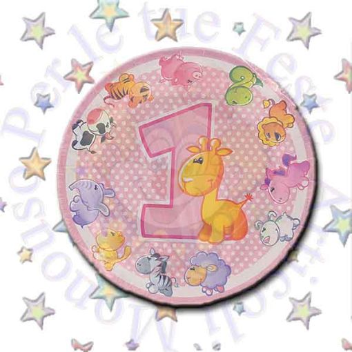 Immagine di Piatti 1° compleanno girl 23cm 8pz