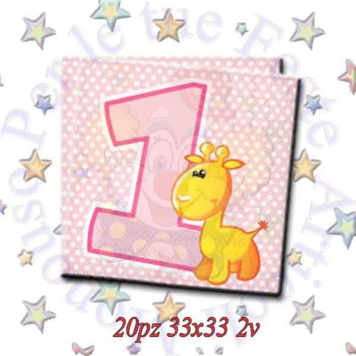 Immagine di Tovaglioli 1° compleanno girl 33x33 20pz