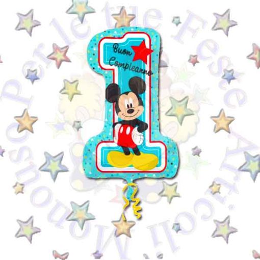 Immagine di Pallone foil 1 compleanno Mickey 48x71cm