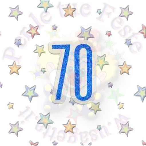 Immagine di Candelina 70 Compleanno Blu Glitterata h 7cm