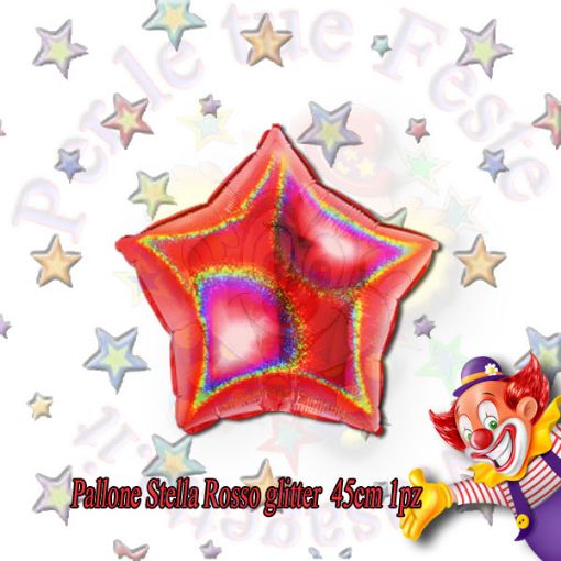 Immagine di Palloncino foil stella rosso glitterato 45cm