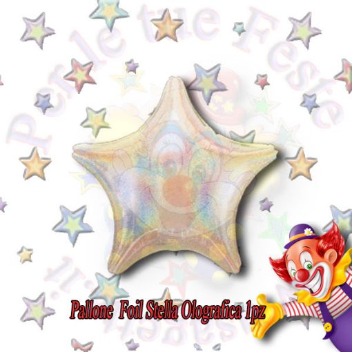 Immagine di Palloncino foil stella argento glitterato 45cm