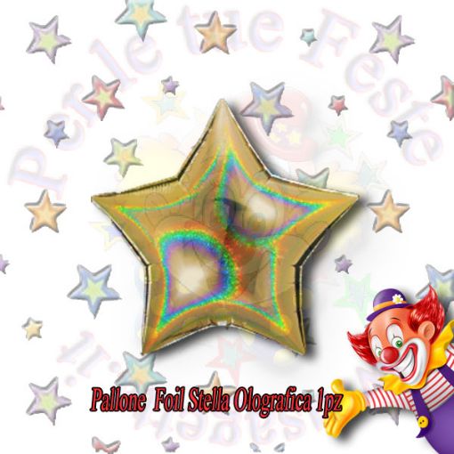 Immagine di Palloncino foil stella oro glitterato 45cm