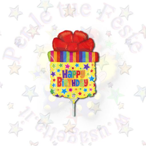 Immagine di Pallone minishape pacchetto regalo happy birthday 35cm