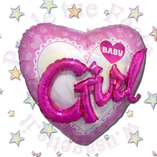 Immagine di Palloncino foil cuore baby girl effetto 3D 91cm