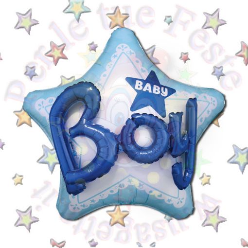 Immagine di Palloncino foil stella baby boy effetto 3D 91cm