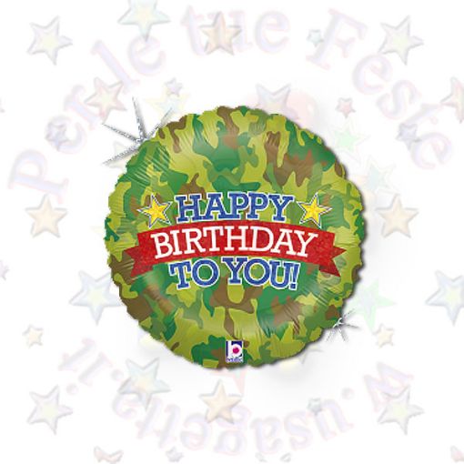 Immagine di Palloncino olografico camouflage birthday 45cm