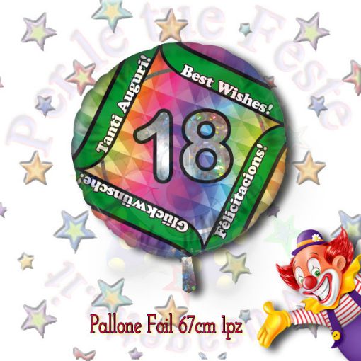 Immagine di Palloncino Foil Ø67cm Auguri 18 1pz