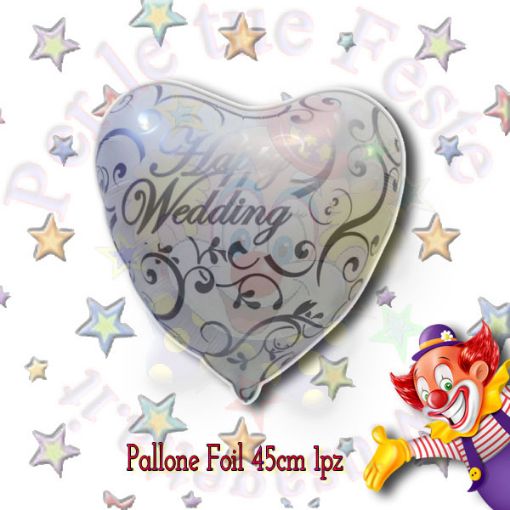 Immagine di Palloncino Foil Cuore Happy Wedding 45cm