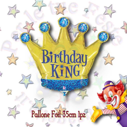 Immagine di Pallone minishape corona Birthday King Celeste minishape 35cm