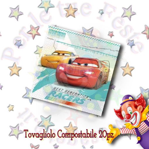 Immagine di Tovaglioli Cars High speed Compostabili 33x33 20pz