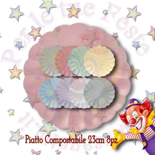 Immagine di Piatti Flower bianco compostabili Ø23 8pz