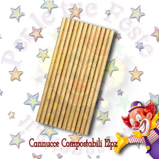 Immagine di Cannucce carta metal oro 20cm 12pz