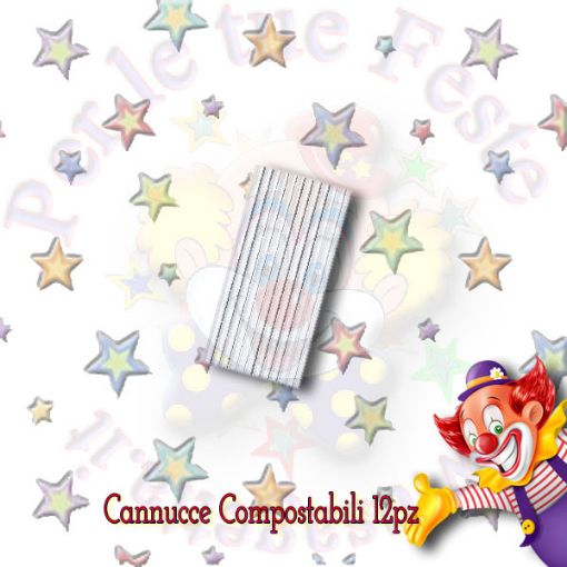 Immagine di Cannucce carta metal argento 20cm 12pz