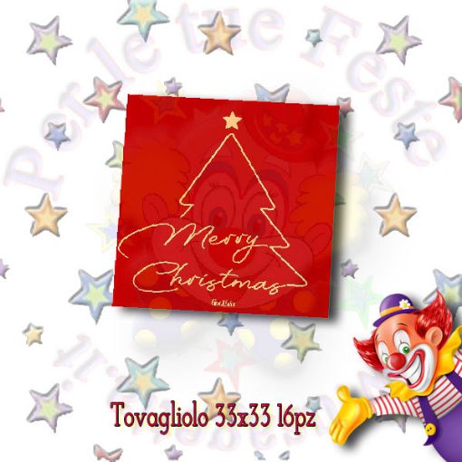 Immagine di Tovaglioli Rosso Merry Christmas gold 33x33 3v 16pz