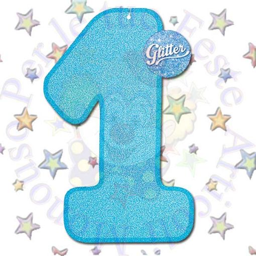 Immagine di Numero 1 carta glitter turchese 36x23