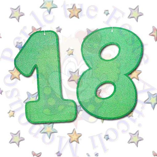 Immagine di Numero 18 carta glitter verde 36x23