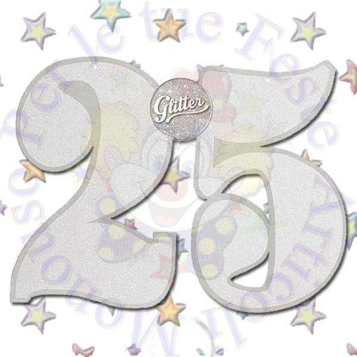 Immagine di Numero 25 carta glitter argento 36x23