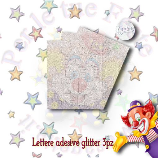 Immagine di Lettere adesive glitterate argento 3 fogli