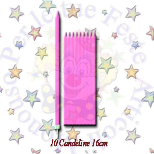 Immagine di Candeline rosa 15,5cm c/sostegno 10pz
