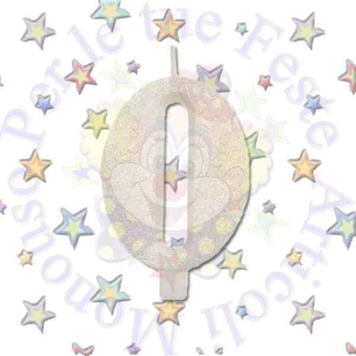 Immagine di Candelina nr 0 glitter bianco 12cm