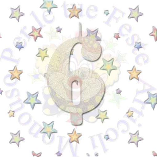 Immagine di Candelina nr. 6 bianco glitter 12cm