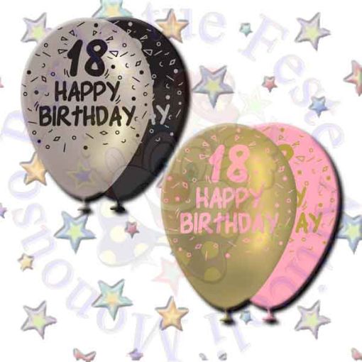 Immagine di Palloncini 18 Anni Nero/Argento o Oro/Rosa 10pz large