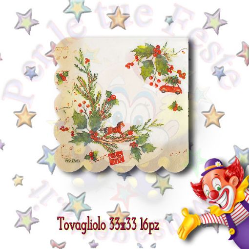 Immagine di Tovaglioli Jingle Bells c/smerlo 33x33 16pz biodegradabile