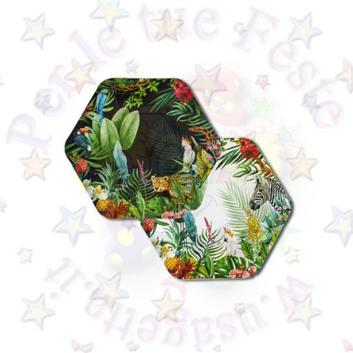 Immagine di Piatti Tropical jungle esagonale 23cm 8pz carta riciclabile