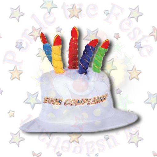 Immagine di Cappello torta in tessuto Happy Birthday