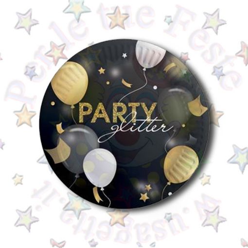 Immagine di Piatti carta glitter party compostabile Ø23cm 8pz