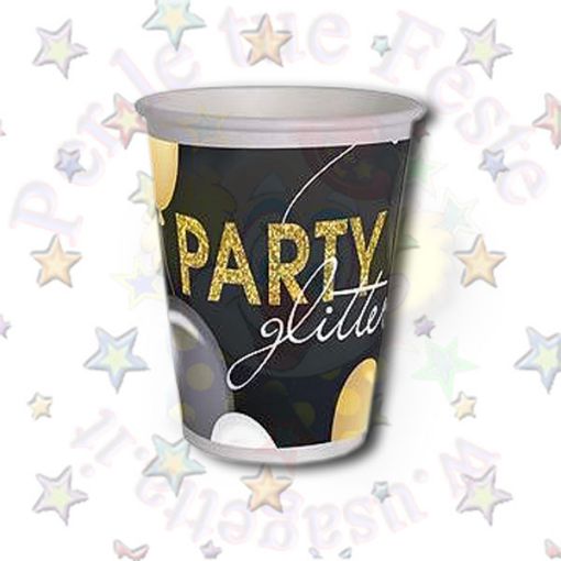 Immagine di Bicchieri carta glitter party 255cc 8pz compostabile