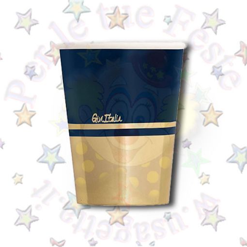 Immagine di Bicchieri/cover new liberty blue/gold 250cc 8pz compostabile/reciclabile