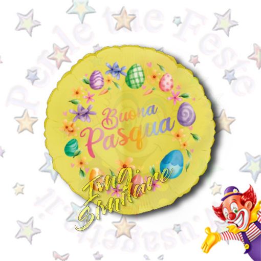 Immagine di Palloncino foil Buona Pasqua giallo macaron Ø45cm