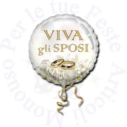 Immagine di Palloncino Viva gli sposi Ortensia foil  Ø 45cm 18