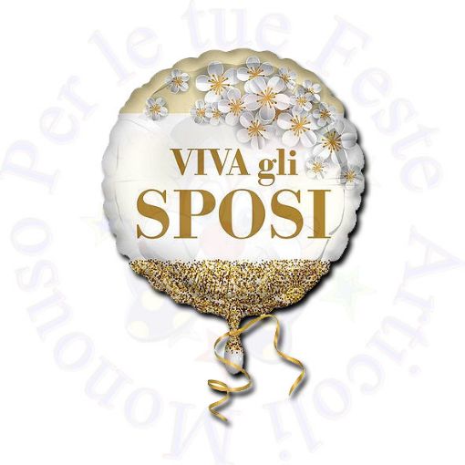 Immagine di Palloncino  viva gli sposi glitter Ø42cm 18