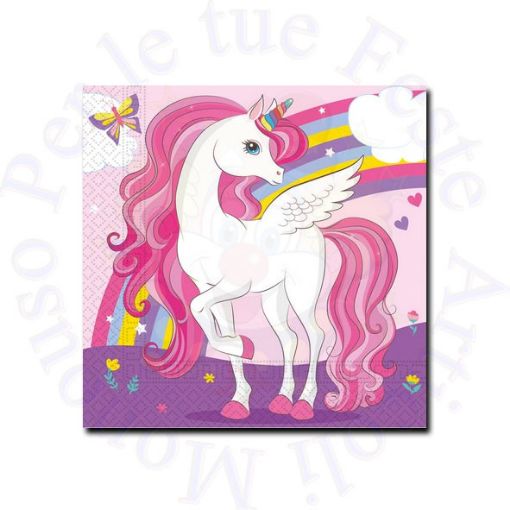 Immagine di Tovaglioli unicorno rainbow colors 33x33 2v 20pz