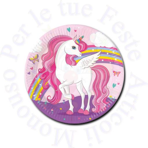 Immagine di Piatti unicorno rainbow colors carta Ø23cm 8pz