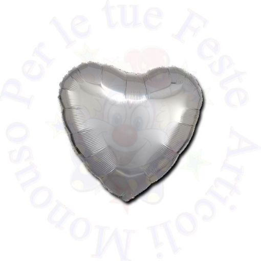 Immagine di Palloncino foil cuore argento metallizzato 45cm