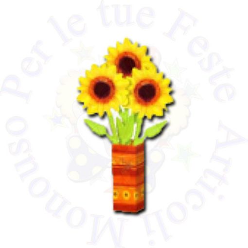 Immagine di Palloncino foil bouquet 3 girasoli con vaso in cartone 74cm 29