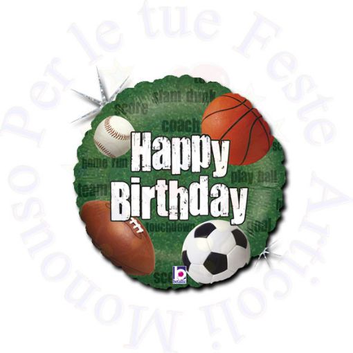 Immagine di Pallone foil sports balls birthday olografico  Ø45cm 18