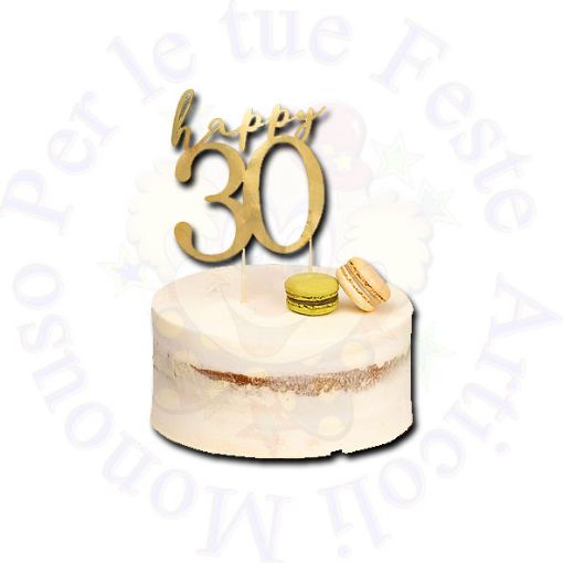 Immagine di Cake Topper Happy 30 oro 13x12cm