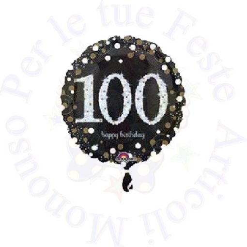 Immagine di Pallone foil sparkling birthday 100 Ø 45cm 1pz