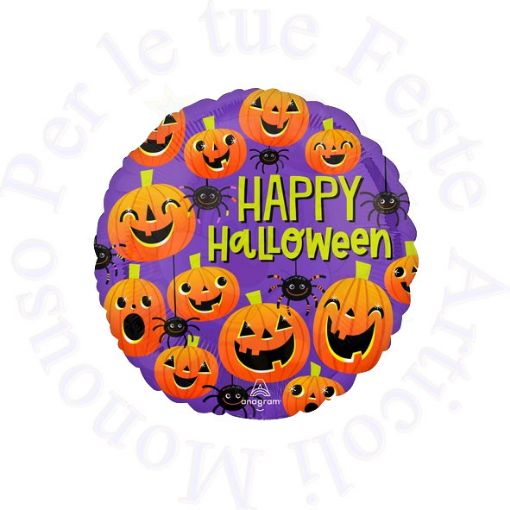 Immagine di Pallone foil Happy Halloween ragni e zucche 1pz