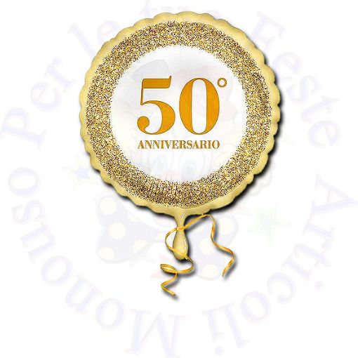 Picture of Palloncino 50° anniversario glitter oro Ø42cm 18