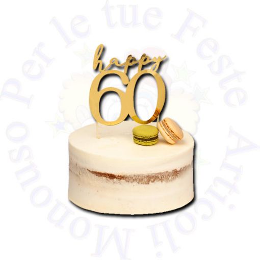 Immagine di Cake topper Happy 60 oro 13x12cm