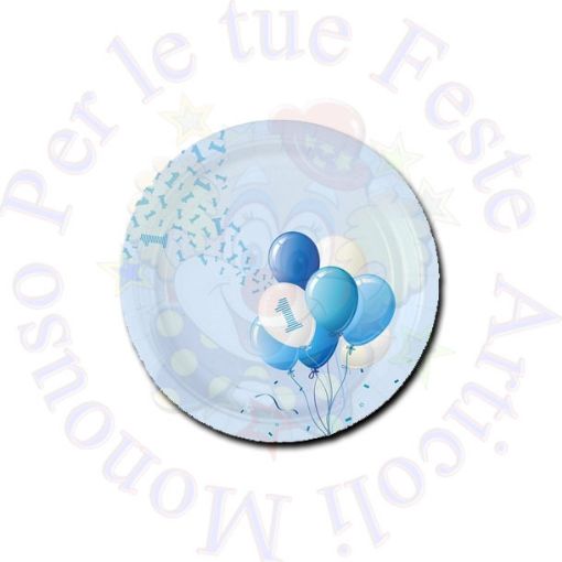 Picture of Piatti 1° compleanno palloncini celeste Ø23cm