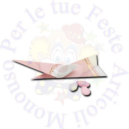 Picture of Coni carta stampa rosa/oro 8x17cm 10pz