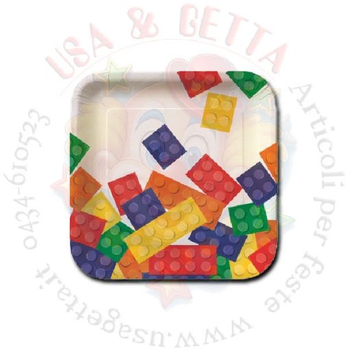 Immagine di Piatti quadri block party 18x18cm 8pz