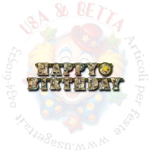 Immagine di Scritta happy birthday military camo 1,6mtr